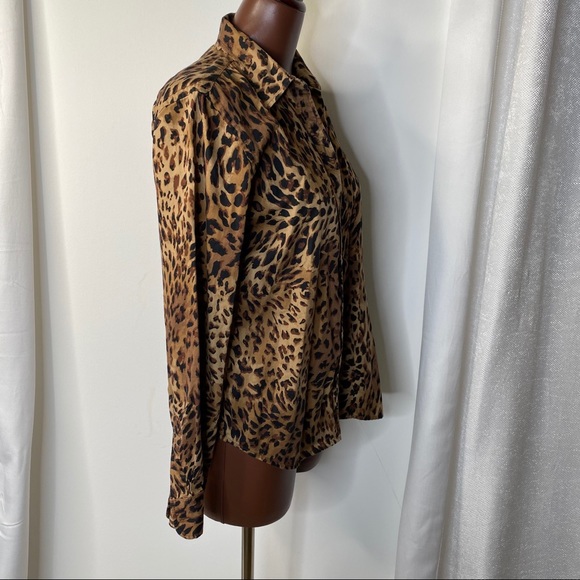 Chaps animal print button down top - Picture 3 of 5